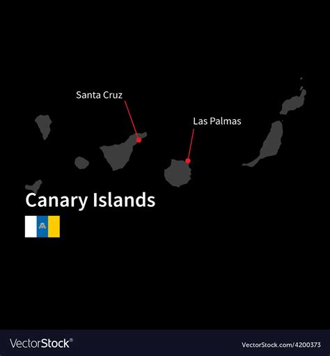 Detailed map of canary islands and capital city Vector Image