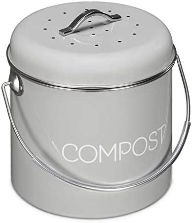 Navaris Metal Compost Caddy Bin Litre Kitchen Composting Bucket