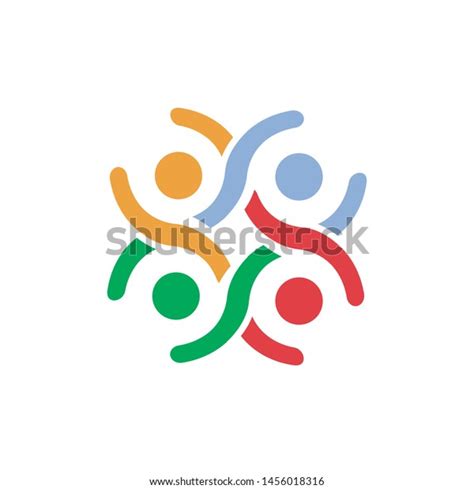 Abstract Connected Unity People Community Logo Stock Vector Royalty