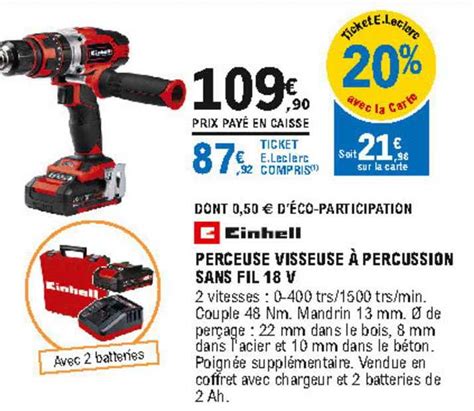 Promo Einhell Perceuse Visseuse Percussion Sans Fil V Chez E