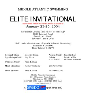 Fillable Online Maswim Elite Invitational Elite Invitational Middle