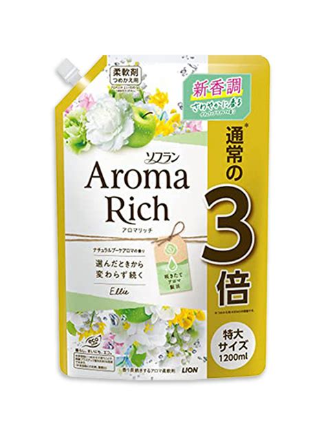 LION Aroma Rich Ellie кондиционер для белья c ароматом зеленого яблока ...