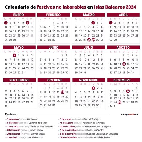 Calendario Laboral D As Festivos Y Puentes En Islas Baleares