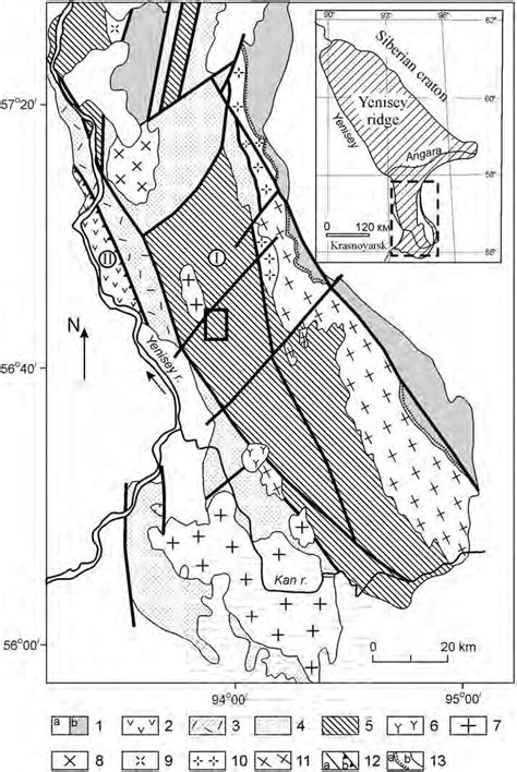 Geological Sketch Map Of The Angara Kan Block Yenisey Ridge Nozhkin