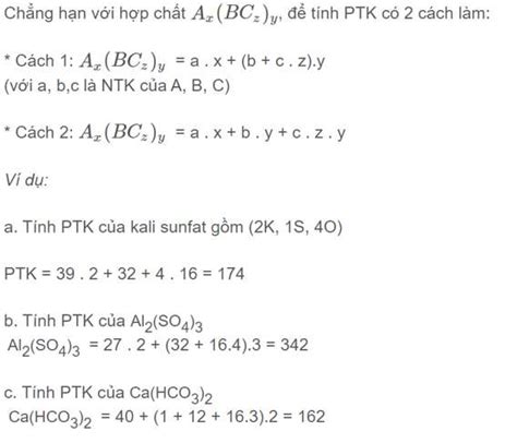 Các công thức tính phân tử khối phổ biến và đơn giản để áp dụng