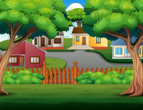 Background cartoon with beautiful cozy country houses 5220955 Vector Art at Vecteezy