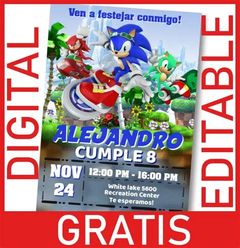 GRATIS Invitación Sonic Editable Digital