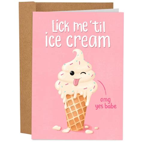 lick  til ice cream funny anniversary card naughty greeting card