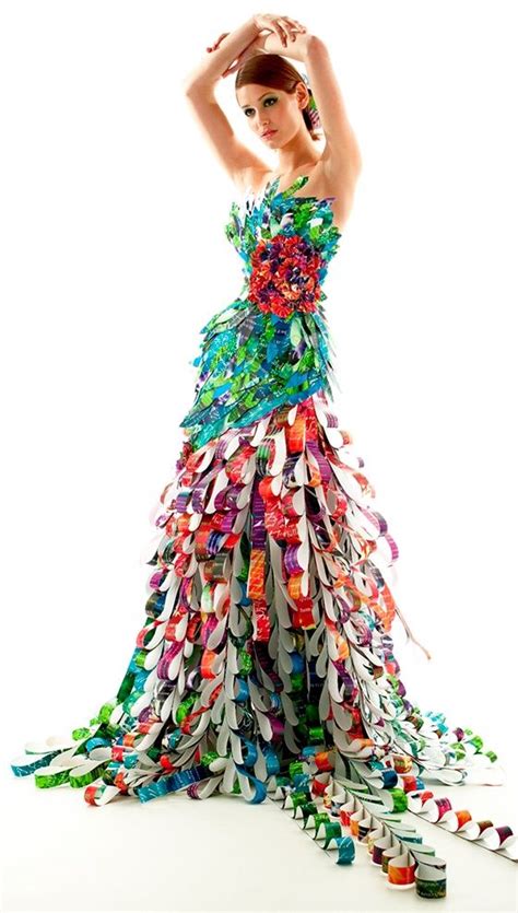 Recycled Streamer Dress World 4 Kağıt Elbise Elbise Kıyafet