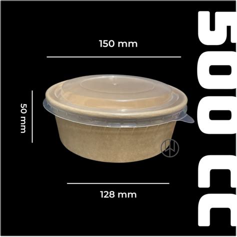 Bowl Kraft 500 Ml Con Tapa 50 Unidad