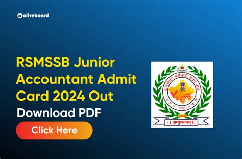 Rsmssb Junior Accountant Admit Card Out Exam Date