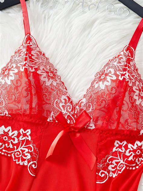 Color Block Sheer Women Sexy Lingerie Set Midnight Temptation Camisole Slip Thong Panty