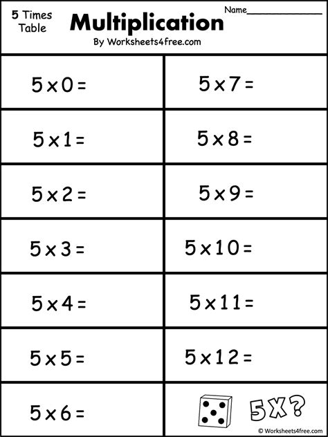 Free Multiplication Worksheet 5s Worksheets4free