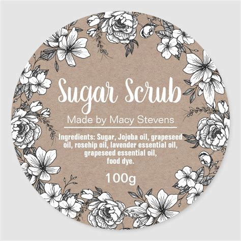 Customizable Sugar Scrub Label Sugar Scrub Labels Deodorant Labels