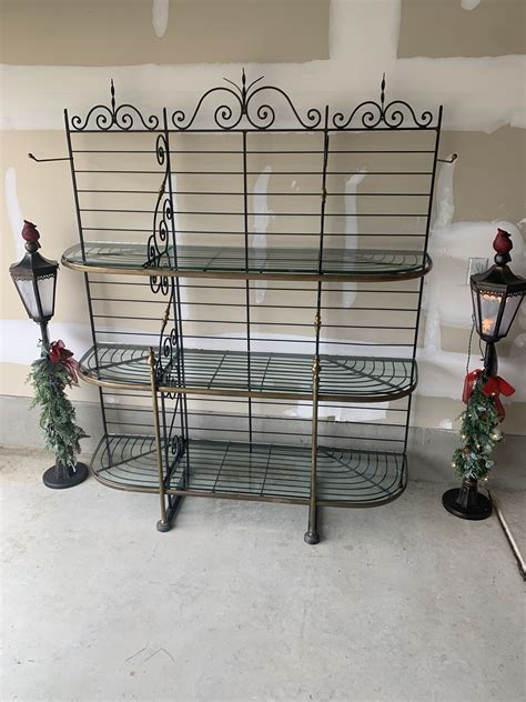 Large Vgt French Brass And Wrought Iron Bakers Rack For Sale In San