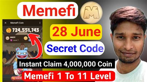 Memefi Level Today Coins Code Memefi Secret Combo