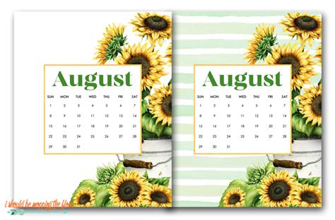 Cute Printable August Calendar