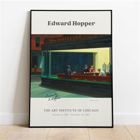 Edward Hopper Exhibition Poster Nighthawks Art Print Etsy