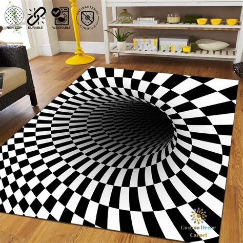 D Vortex Rug Illusion Rug Optical Illusion Vortex Trick Etsy Rugs