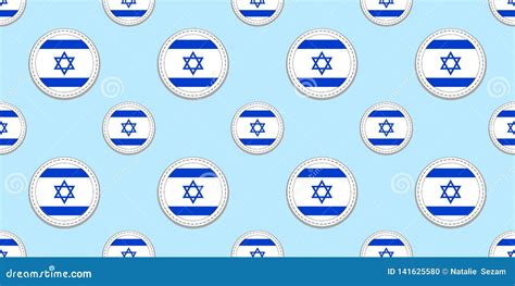 Israel Round Flag Seamless Pattern Israeli Background Vector Circle