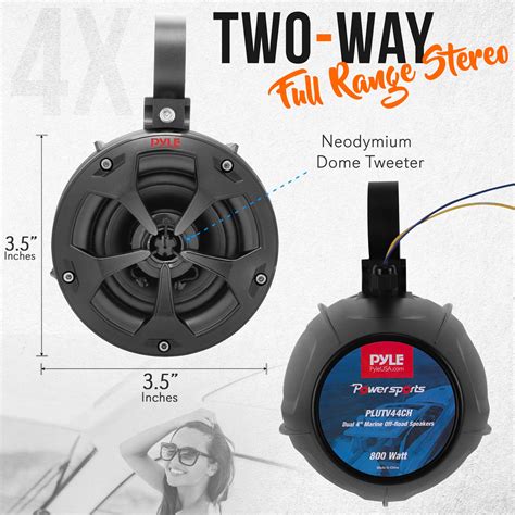 Waterproof Off Road Speakers With Amplifier 4Inch 1500W 4 Channel