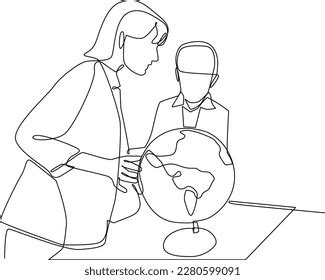 One Line Drawing Female Teacher Teach Stock Vector (Royalty Free ...