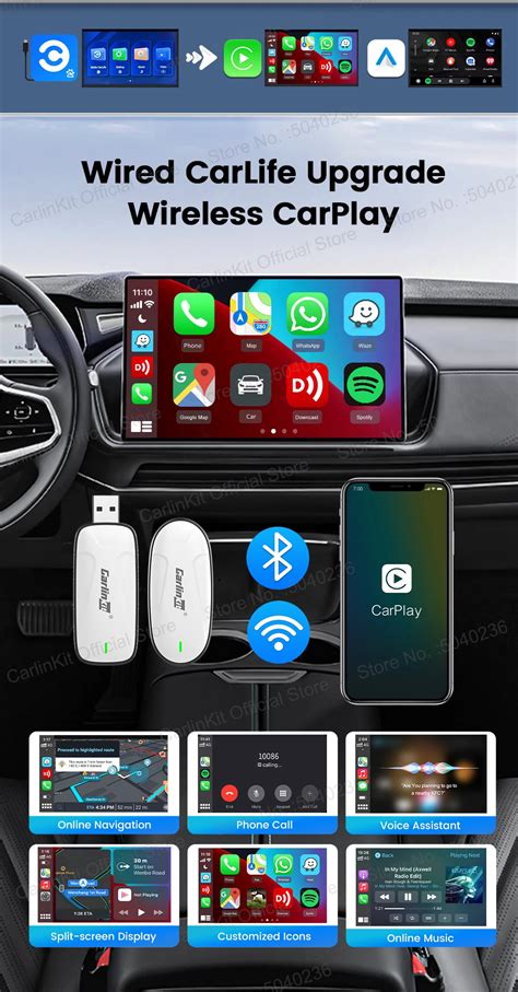 CarlinKit Baidu CarLife to CarPlay Беспроводной адаптер Android Auto 2 ...