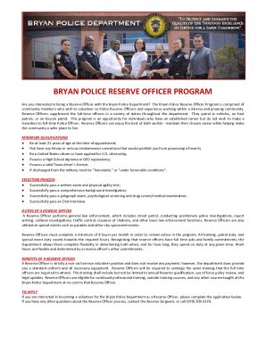 Fillable Online Recruiting Join The Bryan Police Department City Of