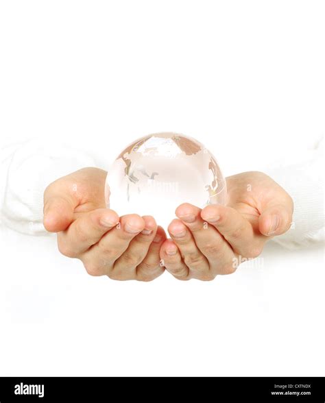 Hand Holdings A Globe On A White Stock Photo Alamy