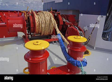 ship anchor chain winch  res stock photography  images alamy