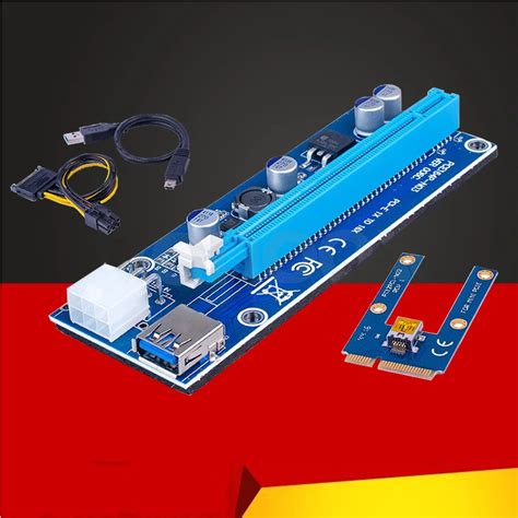 New Mini PCI Express PCI E Riser Card PCIe 1x To 16x Adapter With SATA