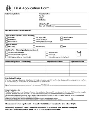 Fillable Online Dla Org Dla Application Form Dla Org Fax Email Print