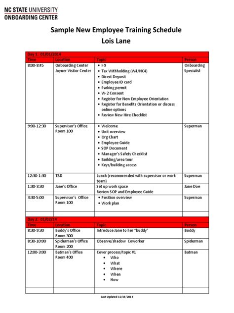 A Comprehensive New Employee Onboarding And Training Schedule For Lois