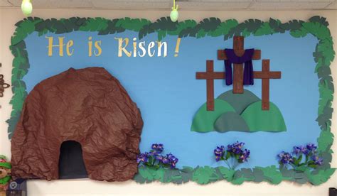 Easter Bulletin Board He is Risen! | Easter bulletin boards, Easter ...