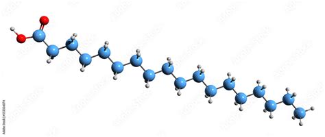 3D image of Stearic acid skeletal formula - molecular chemical ...