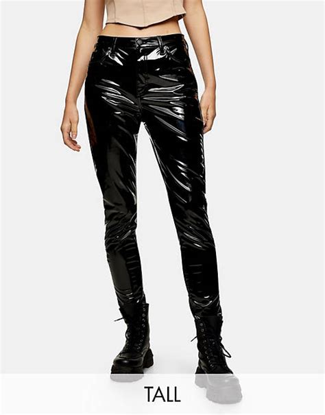 Topshop Tall Jamie Jeans In Black Vinyl Asos