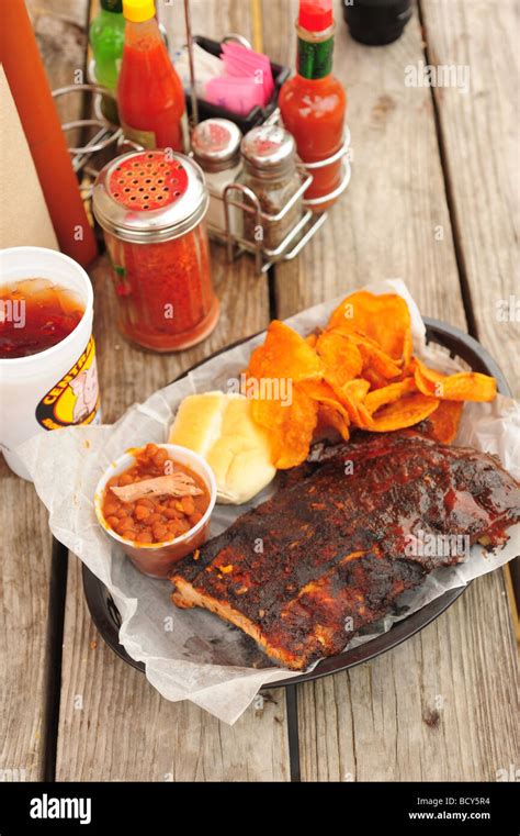 Usa Tennessee Memphis Central Bbq Restaurant Southern Style Ribs Stock