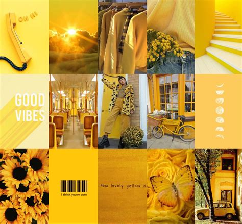 100 PCS Yellow Aesthetic Wall Collage Bright Aesthetic - Etsy | Wall ...