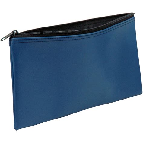 Vinyl Bank Deposit Zipper Coin Bag X Blue Business Industrial