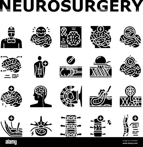 Neurosurgery Medical Treatment Icons Set Vector Stock Vector Image