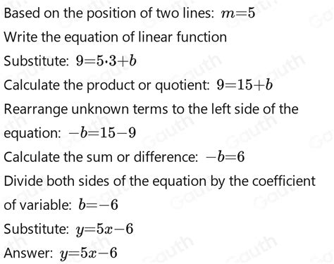 Solved A Line Is Parallel To Y 5x 3 And Intersects The Point 3 9 What Is The Equation Of This