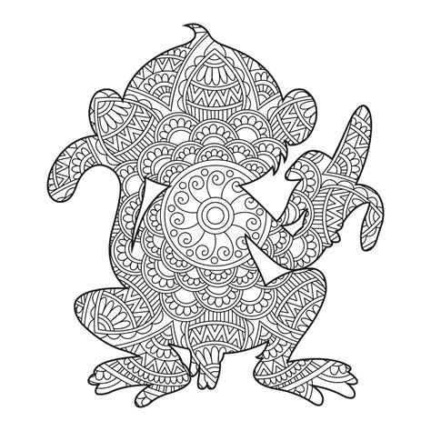 Mandala Monkey Coloring Page - Sheet 2 - Download, Print Now!