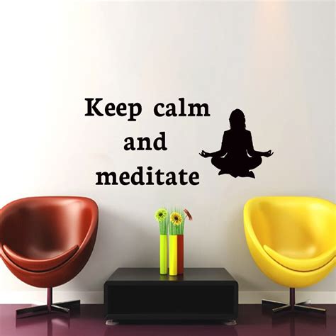 Art Decor Keep Calm And Meditate Yoga Pose Wall Sticker Women