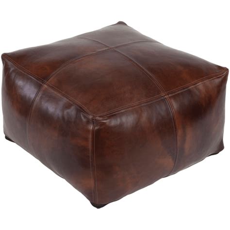 Sheffield Leather Pouf ~ Dark Brown