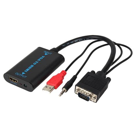 Adaptateur VGA Mâle vers HDMI Femelle avec Audio USB