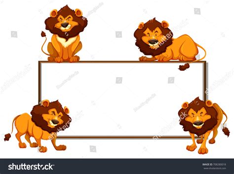 Border Template Four Lions Illustration Stock Vector (Royalty Free) 708280018 | Shutterstock