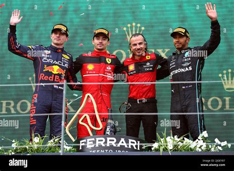 The Podium L To R Max Verstappen Nld Red Bull Racing Second