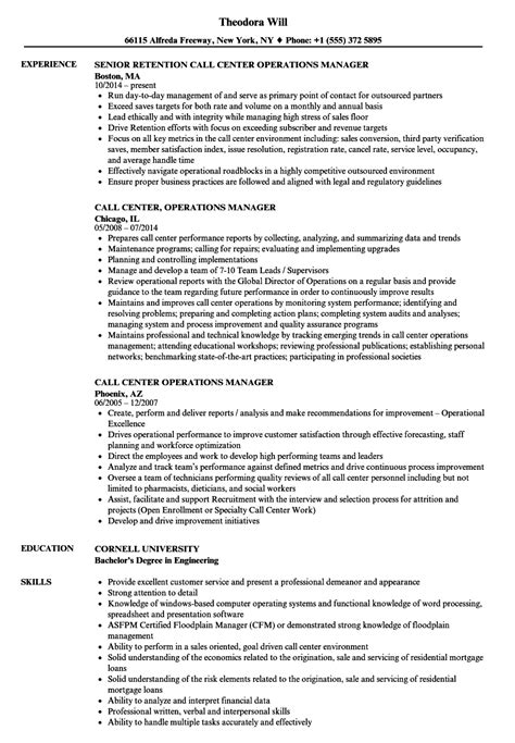 Call Center Operations Manager Resume Samples Velvet Jobs