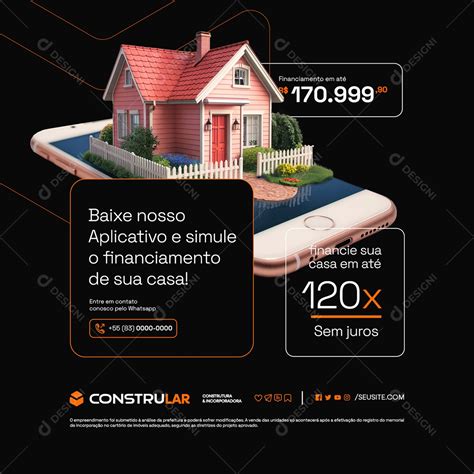 Construtora Financiamento De Sua Casa Social Media Psd Editável