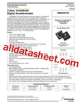 MMA8451QT Datasheet(PDF) - Freescale Semiconductor, Inc